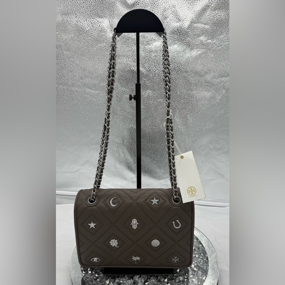 Tory Burch FLEMING CHARM SMALL CONVERTIBLE SHOULDER BAG in Volcanic Stone NWT - Picture 2 of 9